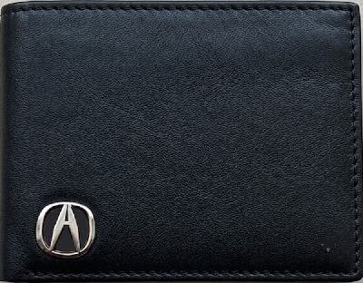 Acura Carbon Fiber / Plain Black Options Bi-Fold Wallet with 3D Metal Logo RFID Blocking