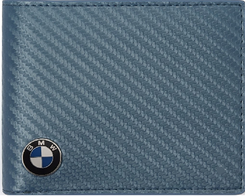 BMW Carbon Fiber Bi-Fold Wallet with 3D Metal Logo – RFID Blocking