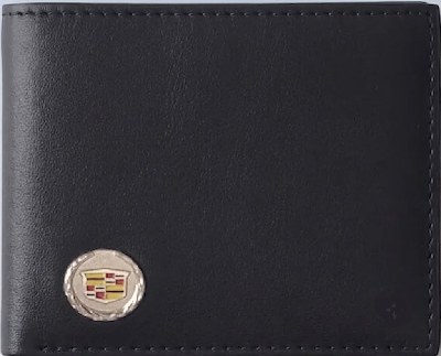 Cadillac Carbon Fiber / Plain Black Options Bi-Fold Wallet with 3D Metal Logo RFID Blocking