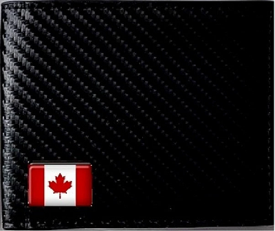Canada Carbon Fiber Bi-Fold Wallet with 3D Metal Logo – RFID Blocking