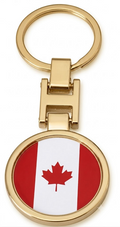 Canada Flag Key Chain – Double-Sided, Chrome or Gold-Plated, 6-Pack Bundle