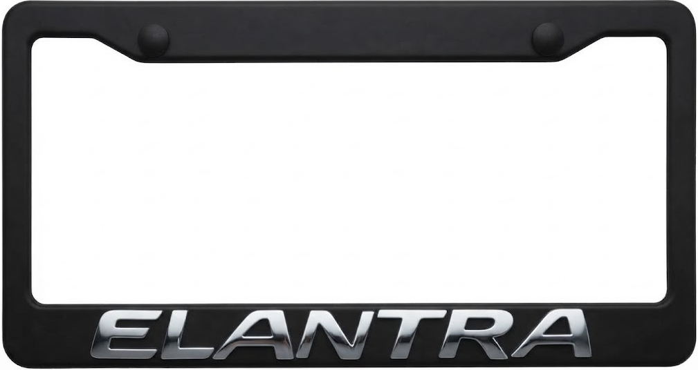 Hyundai Elantra 3D License Plate Frame – Simulated Carbon Fiber or Smooth Black