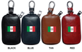 Premium Cowhide Leather Smart Key Case Safe Guard with Italian Flag Emblem & Clear Window