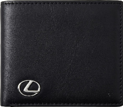 Lexus Carbon Fiber / Plain Black Options Bi-Fold Wallet with 3D Metal Logo RFID Blocking