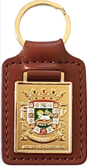 PUERTO RICO OFFICIAL SHIELD KEY CHAIN – 3D Gold Plated