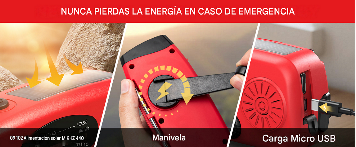 Peru - Pack x5 Radios de Emergencia AM/FM a Manivela + Cargador de Auto Gratis