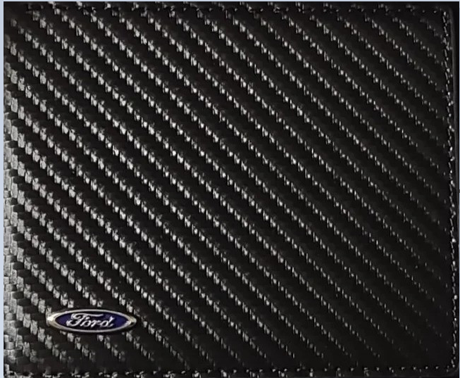 Ford Carbon Fiber Bi-Fold Wallet with 3D Metal Logo RFID Blocking