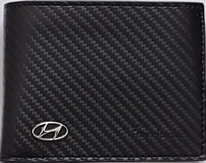 Hyundai Carbon Fiber Bi-Fold Wallet with 3D Metal Logo RFID Blocking