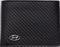Hyundai Carbon Fiber Bi-Fold Wallet with 3D Metal Logo RFID Blocking