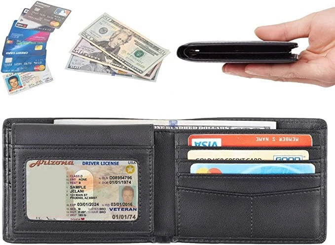 Lexus Carbon Fiber Bi-Fold Wallet - Interior view showing ID window, card slots and cash pocket