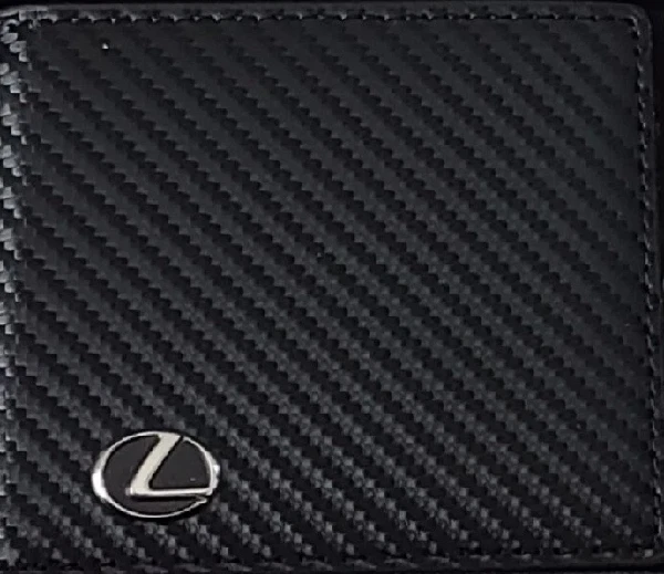 Lexus Carbon Fiber Bi-Fold Wallet with 3D Metal Logo RFID Blocking