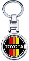 Premium Vintage Toyota TRD Chrome Key Chain with clear dome epoxy and H-type connector