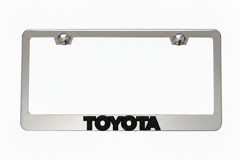 Toyota 3D Stainless Steel License Plate Frame - Black Lettering