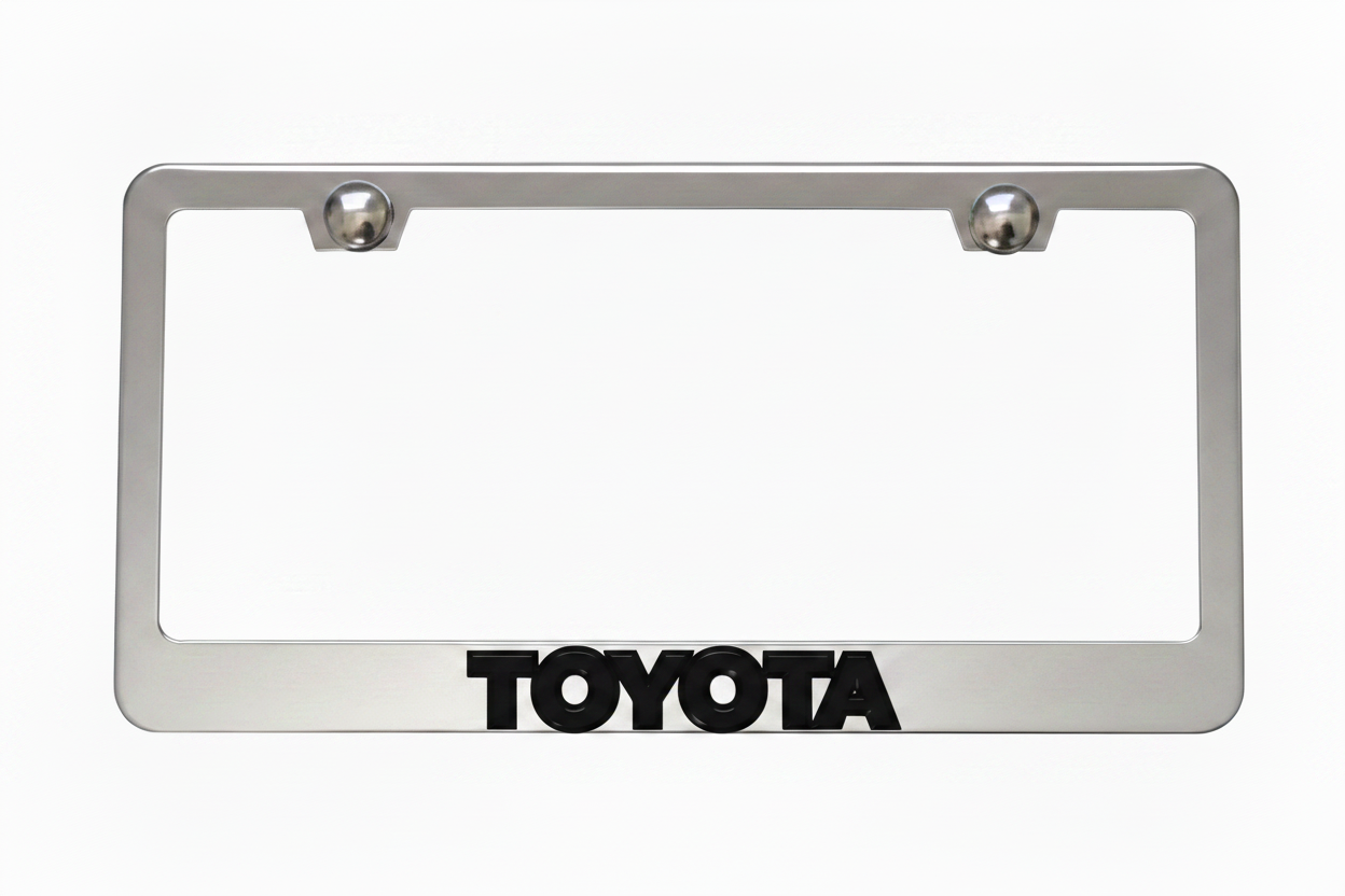 Toyota 3D Stainless Steel License Plate Frame - Black Lettering