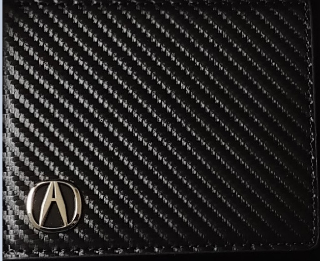 Acura Carbon Fiber Bi-Fold Wallet with 3D Metal Logo RFID Blocking