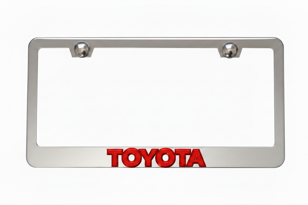 Toyota 3D Stainless Steel License Plate Frame - Red Lettering