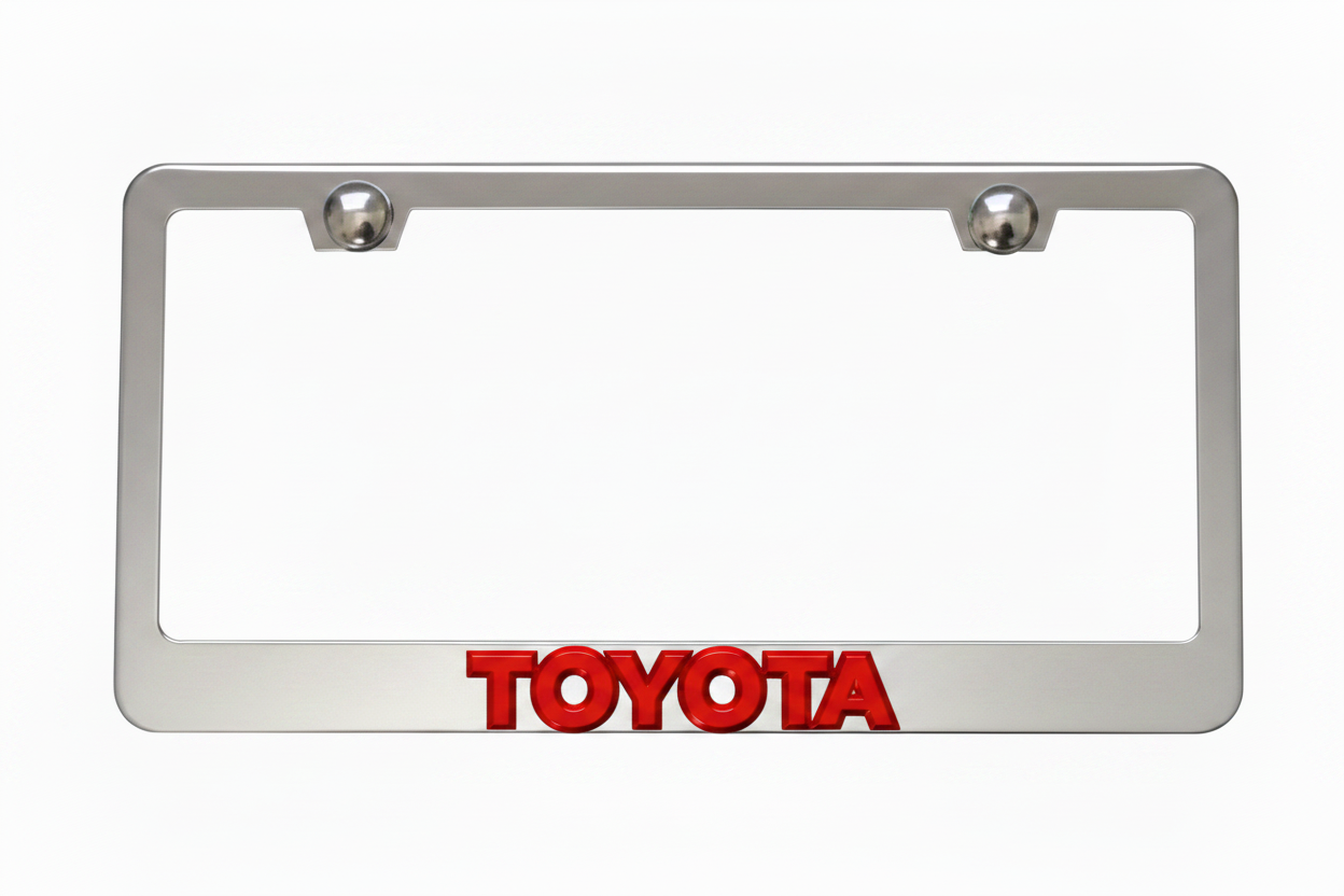 Toyota 3D Stainless Steel License Plate Frame - Red Lettering