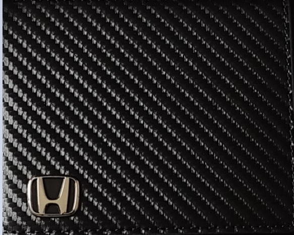 Honda Carbon Fiber Bi-Fold Wallet with 3D Metal Logo RFID Blocking