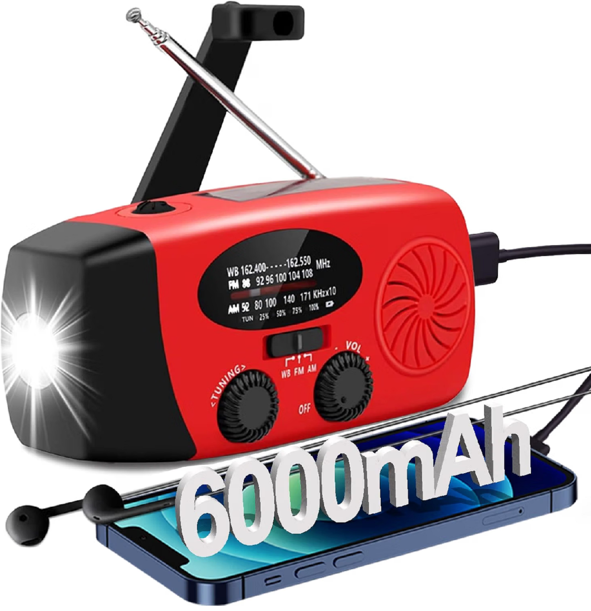 Perú - Paquete de 4 radios de emergencia AM/FM con manivela + cargador de coche | S/. 630 PEN